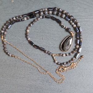 Smoky Gray Y Style Stone Beaded Necklace By Charming Charlie